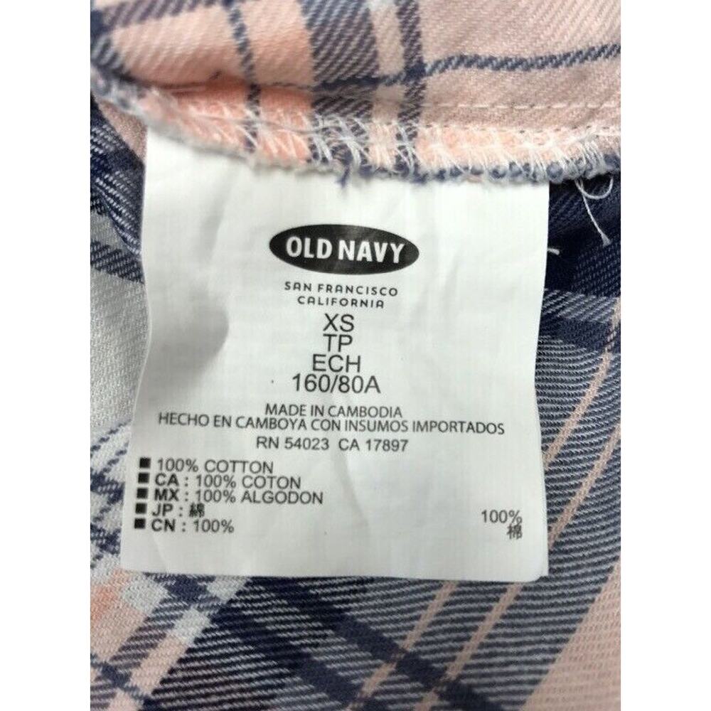 Old Navy Top Womens XS Plaid White Blue Pink - Picture 8 of 9